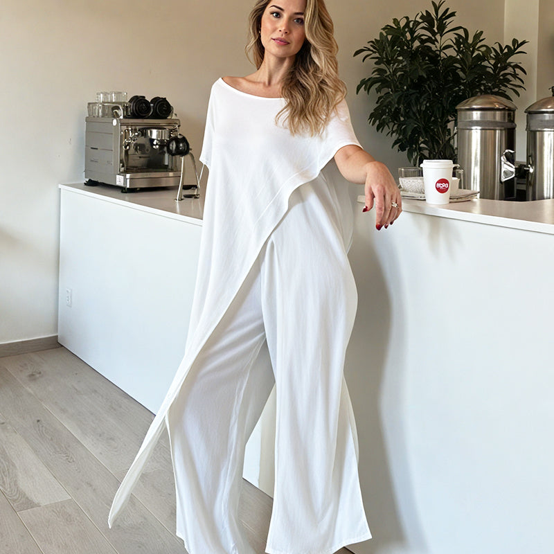 Conjunto de top y pantalón con escote