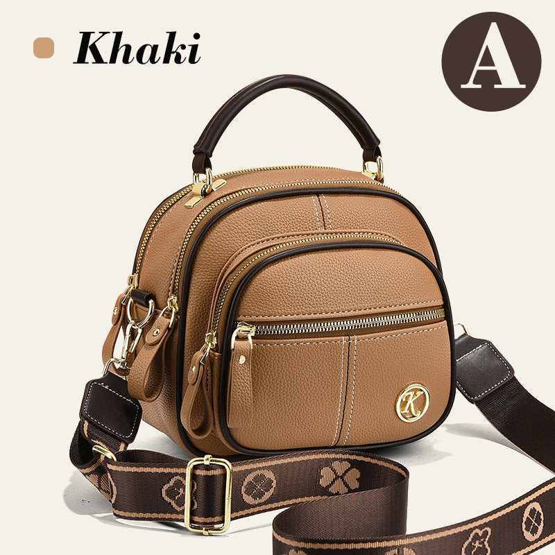 Bolso clásico con múltiples compartimentos y bandolera ancha y ajustable