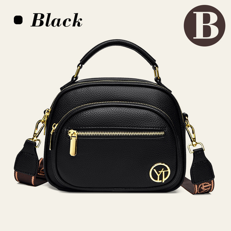 Bolso clásico con múltiples compartimentos y bandolera ancha y ajustable