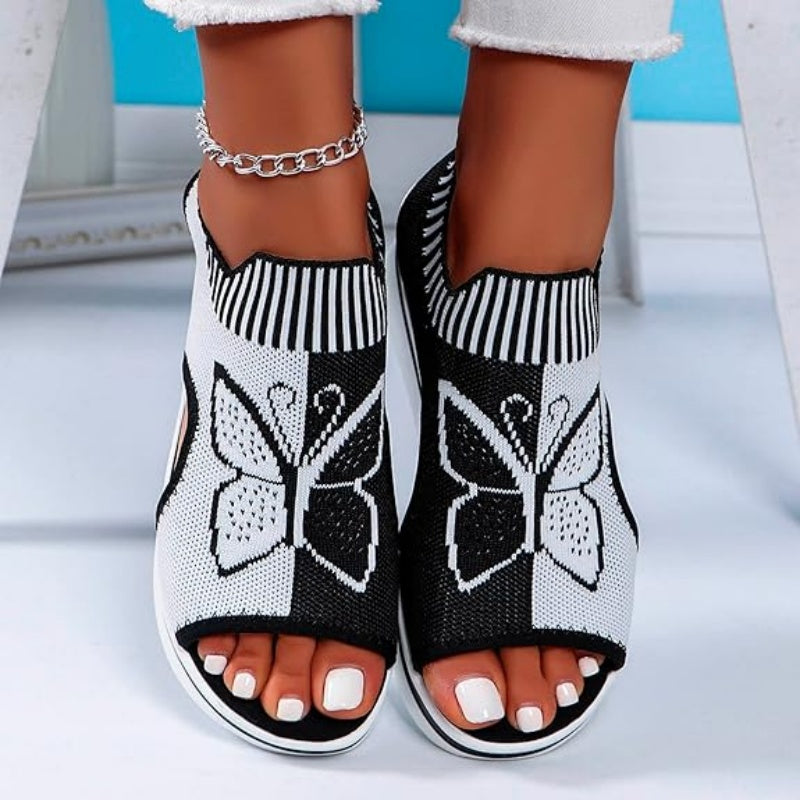 Sandalias planas con punta abierta para mujer