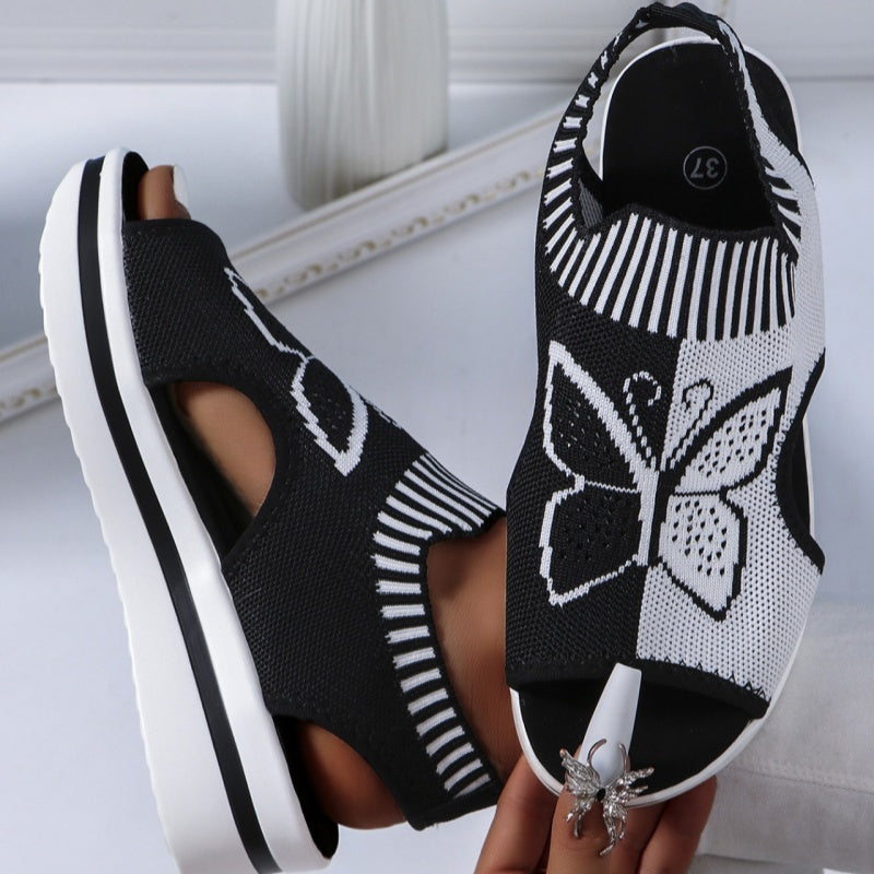 Sandalias planas con punta abierta para mujer