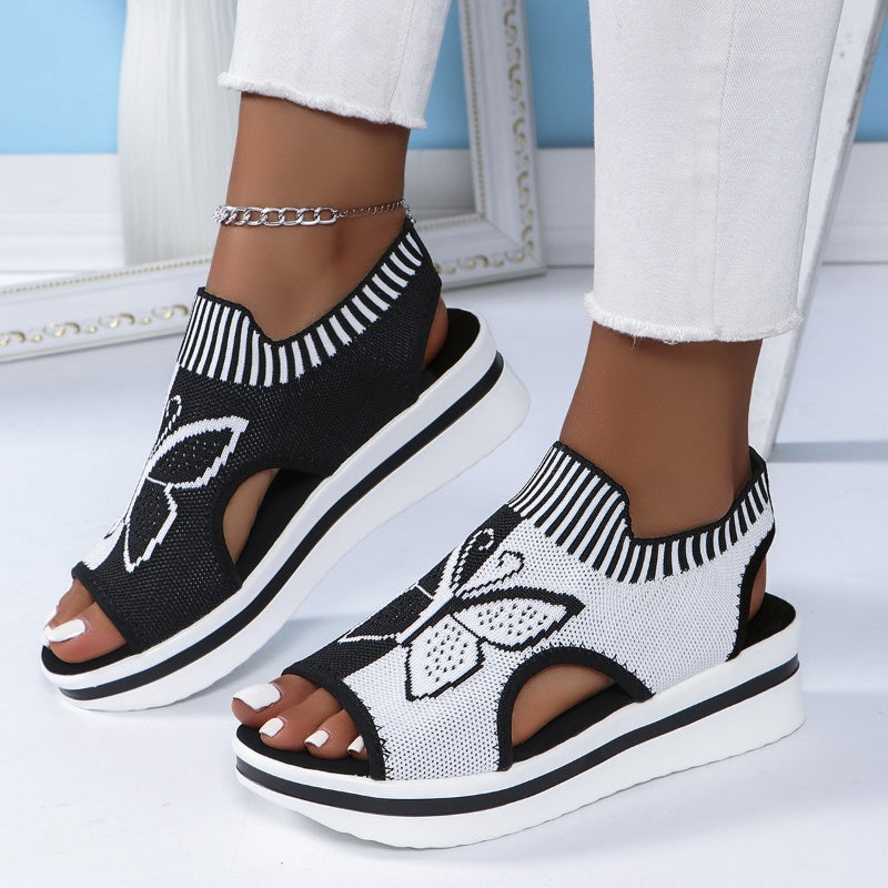 Sandalias planas con punta abierta para mujer