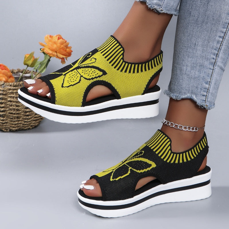 Sandalias planas con punta abierta para mujer