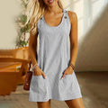 Vestido informal a rayas y sin mangas con tirantes ajustables