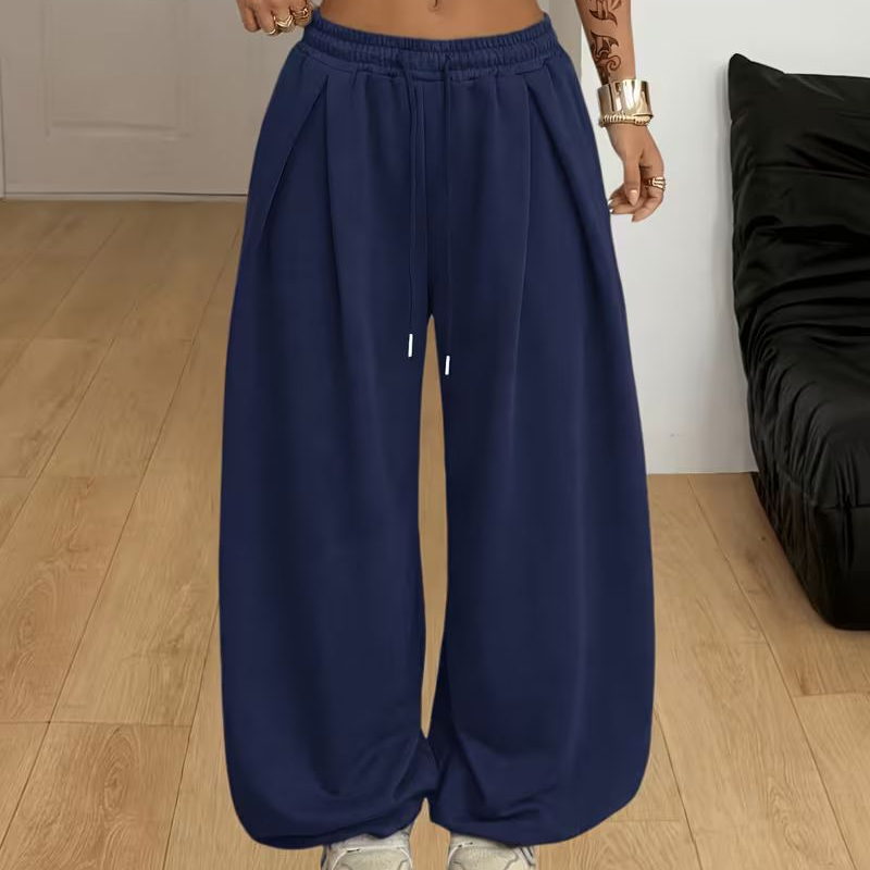 Pantalones de chándal informales de corte ancho y con pliegues