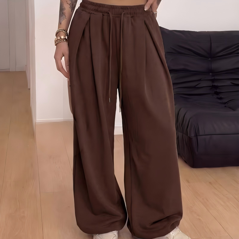 Pantalones de chándal informales de corte ancho y con pliegues