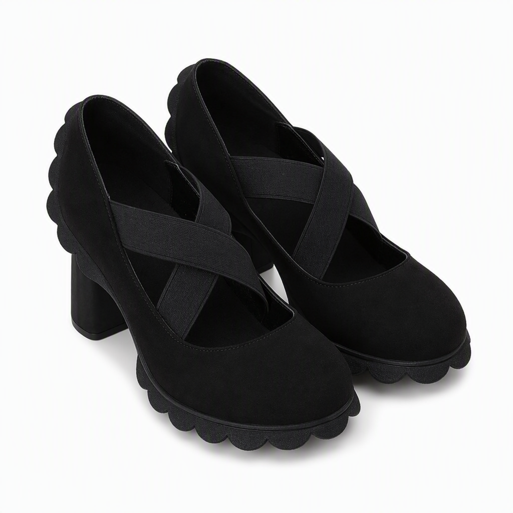 Zapatos Mary Jane de punta redonda con tiras cruzadas