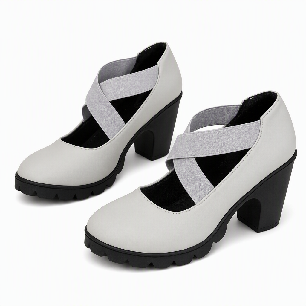 Zapatos Mary Jane de punta redonda con tiras cruzadas